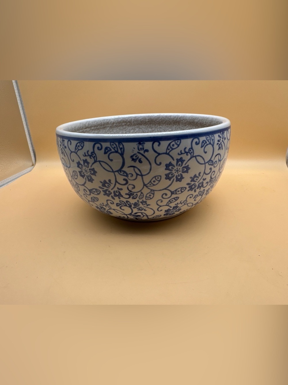 Blue and White Floral Ceramic Decorative Bowl